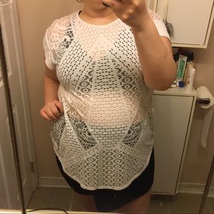 Sheer White Top with Cut outs